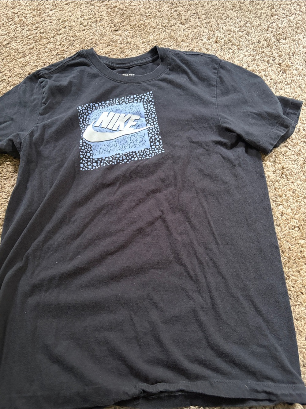 Nike Black Short Sleeve Tee with Light Blue Graphic
